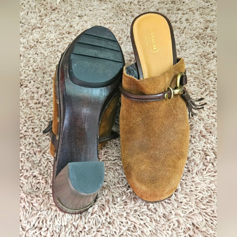Coach clog size 11m brown suede new without tags/ box originally $195 never worn